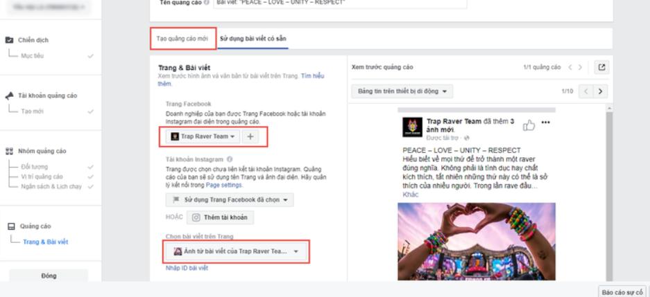 hướng dẫn chạy quảng cáo facebook 2020 Xem trước giao diện