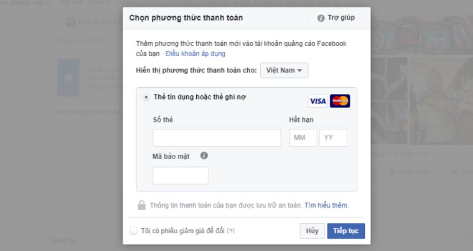 hướng dẫn chạy quảng cáo facebook 2020 Thanh toán
