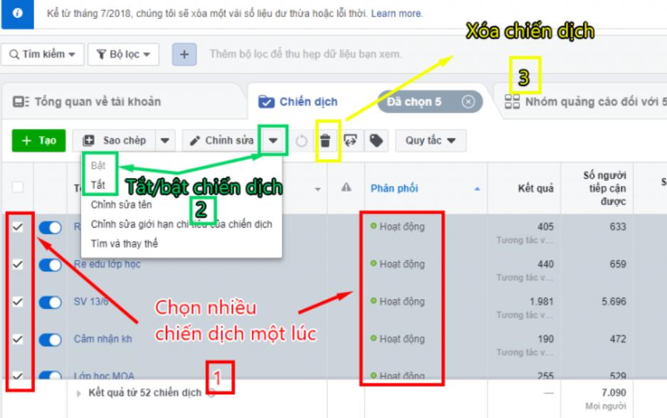 hướng dẫn chạy quảng cáo facebook 2020 Xóa quảng cáo